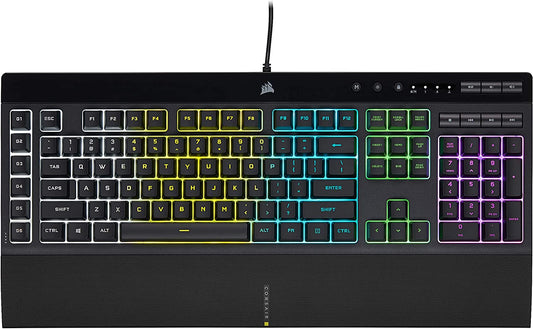 K55 RGB Pro-Dynamic RGB Backlighting - Six Macro Keys with Elgato Stream Deck Software Integration-Ip42 Dust and Spill Resistant-Detachable Palm Rest-Dedicated Media and Volume Keys, Black